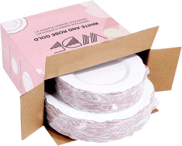 Rose Gold Baroque Plastic Plates — view 8