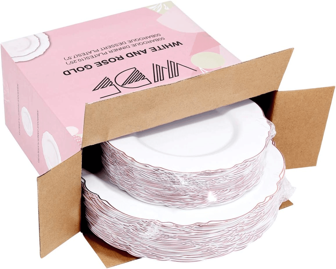 Rose Gold Baroque Plastic Plates — view 8