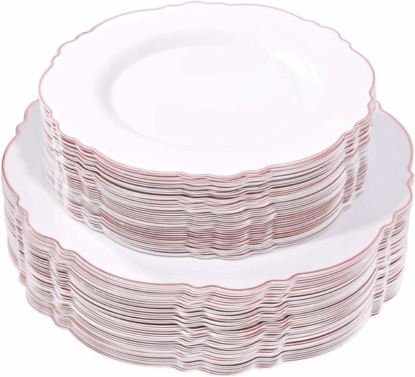Rose Gold Baroque Plastic Plates — view 9