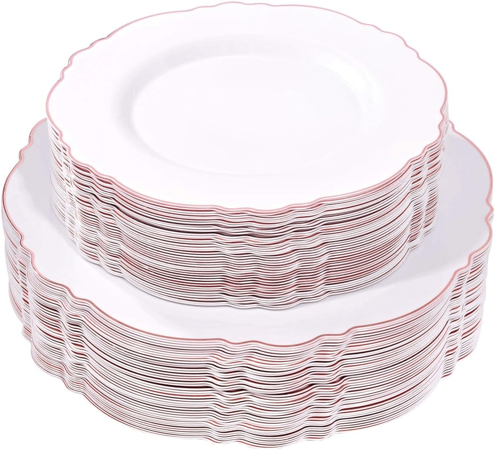 Rose Gold Baroque Plastic Plates — view 9