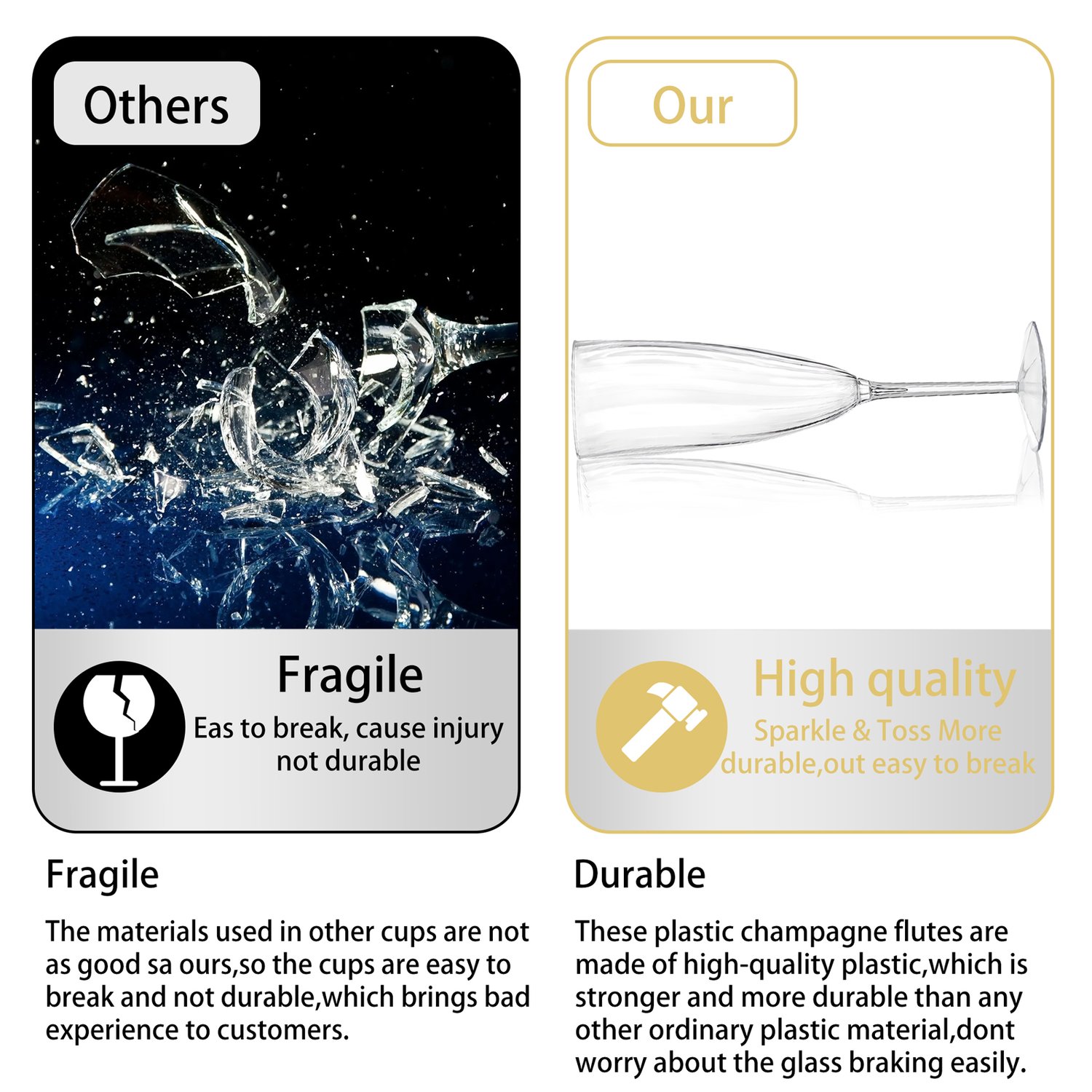 Clear 6OZ Disposable Champagne Flutes Plastic (36 Pieces) — view 4