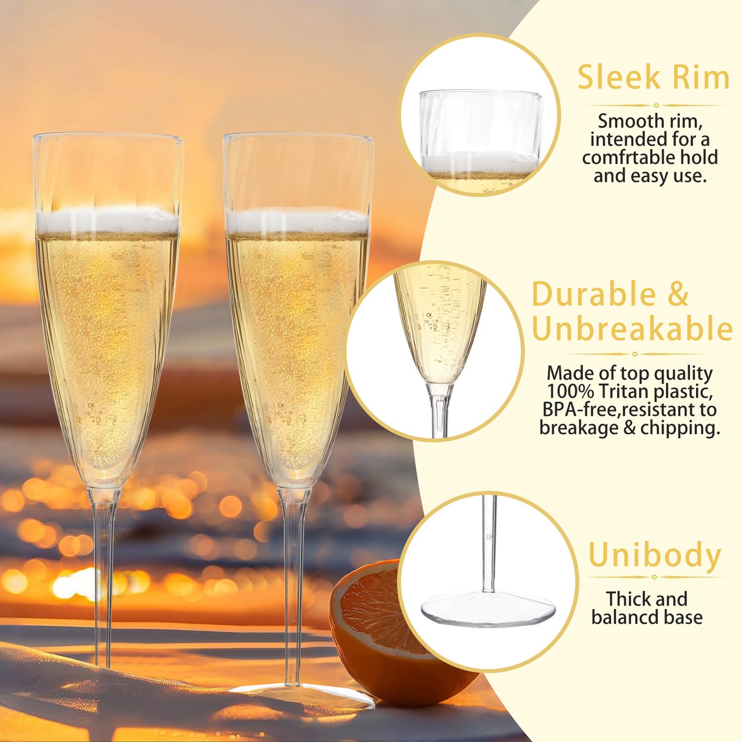 Clear 6OZ Disposable Champagne Flutes Plastic (36 Pieces) — view 6