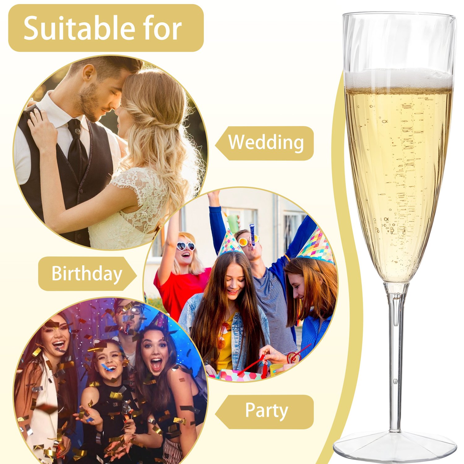 Clear 6OZ Disposable Champagne Flutes Plastic (36 Pieces) — view 7