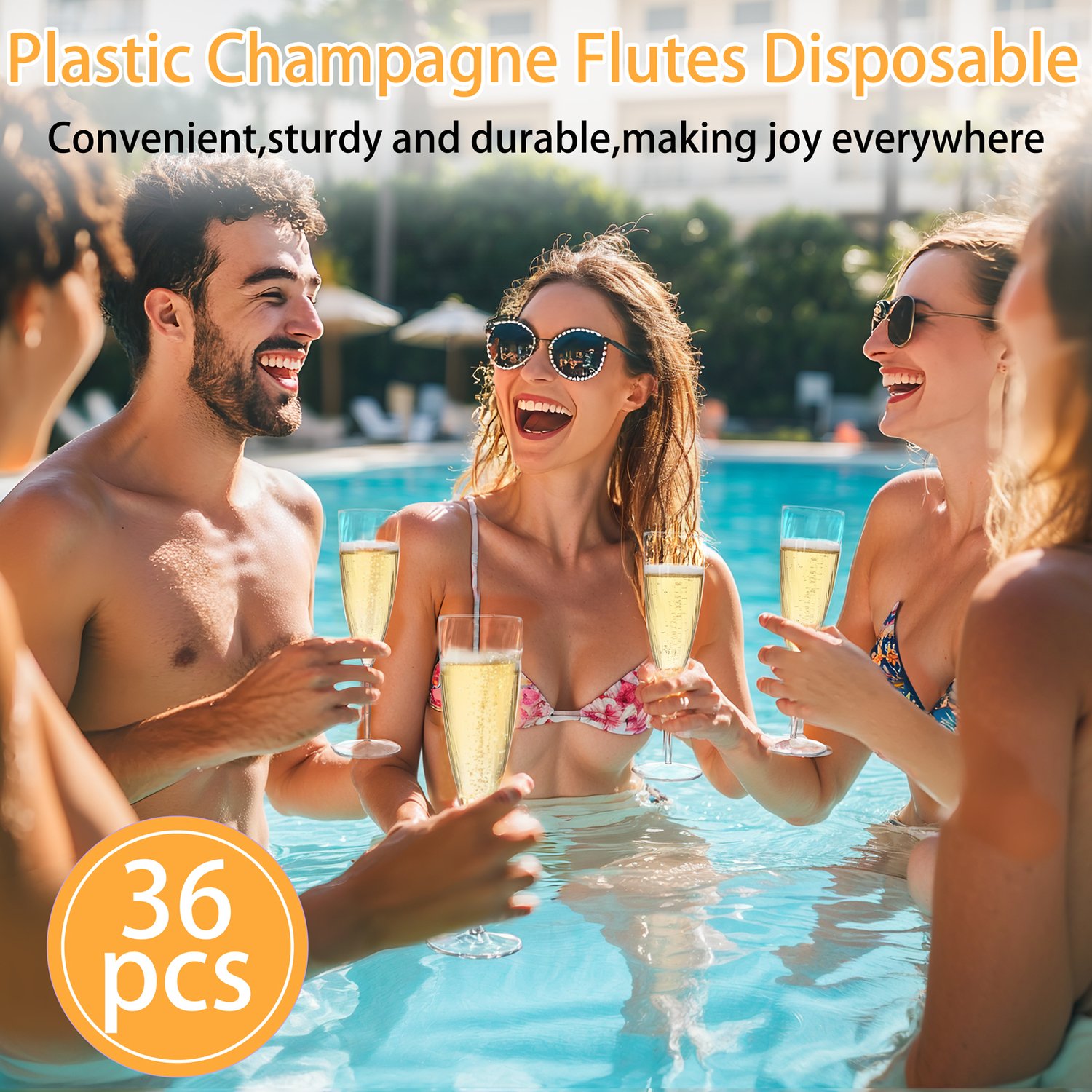 Clear 6OZ Disposable Champagne Flutes Plastic (36 Pieces) — view 8