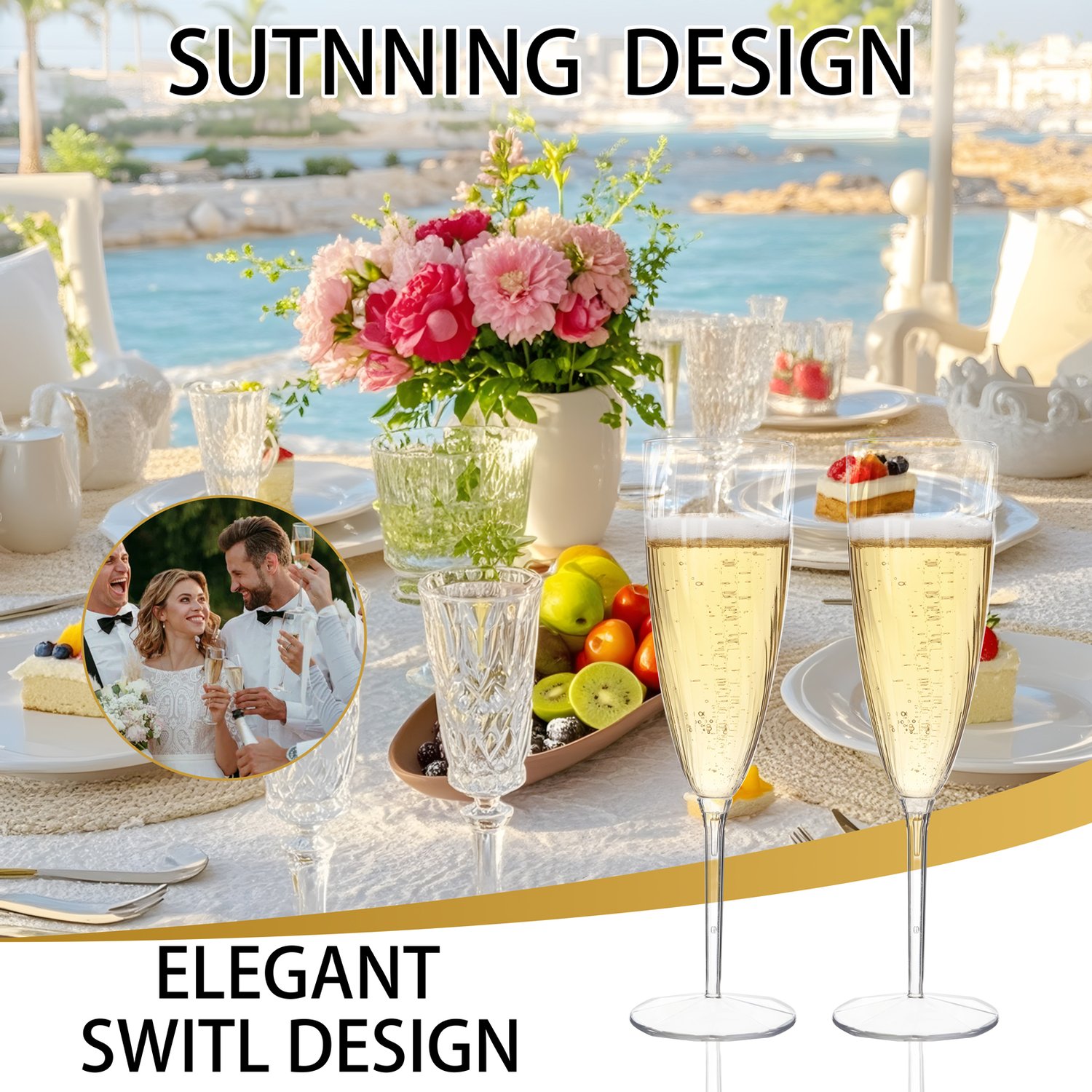 Clear 6OZ Disposable Champagne Flutes Plastic (36 Pieces) — view 9