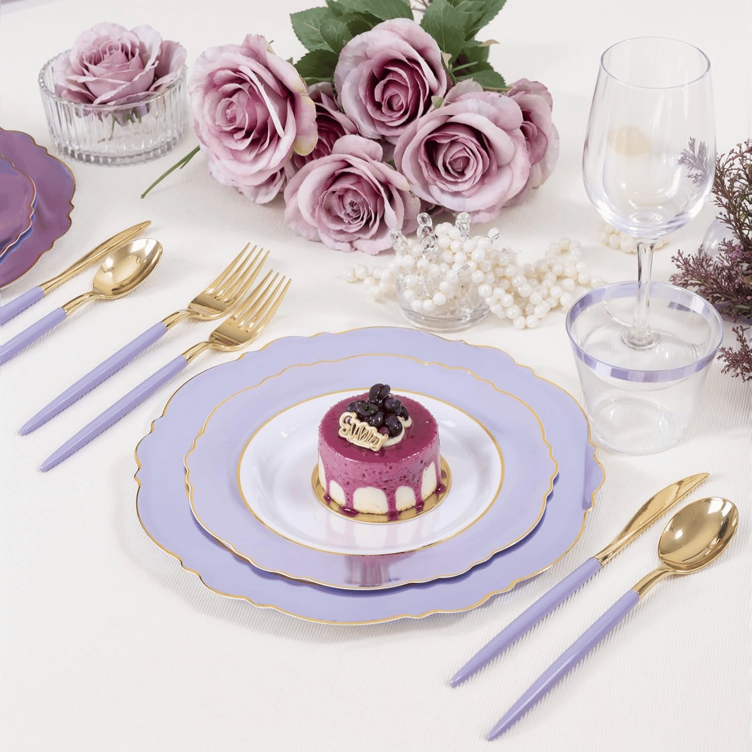 Purple And Gold Baroque Plastic Plates (60 Pieces) — view 8