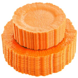 Orange Disposable Plastic Party Plates (60 Pieces) — view 1