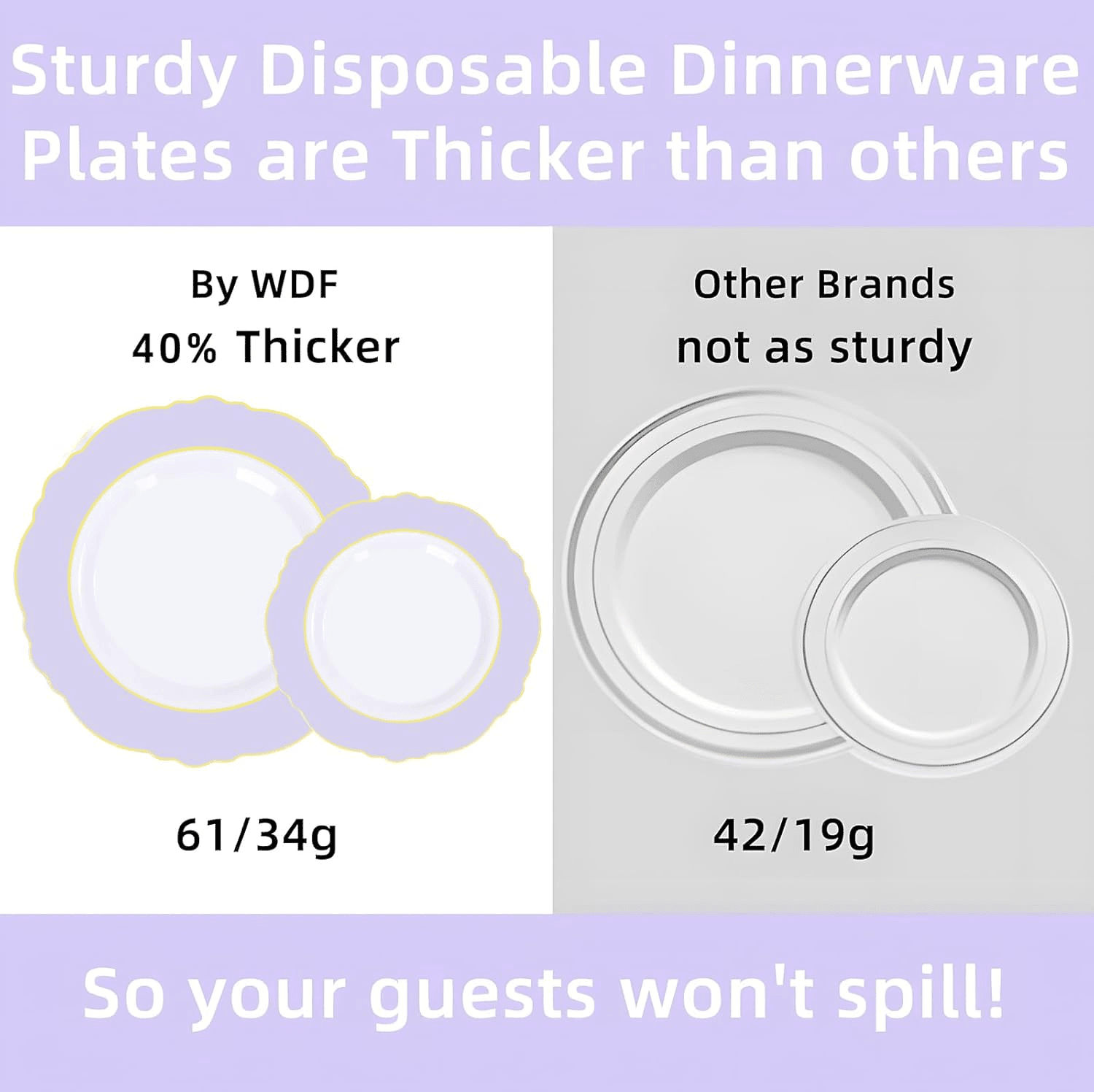 Purple And Gold Baroque Plastic Plates (60 Pieces) — view 10