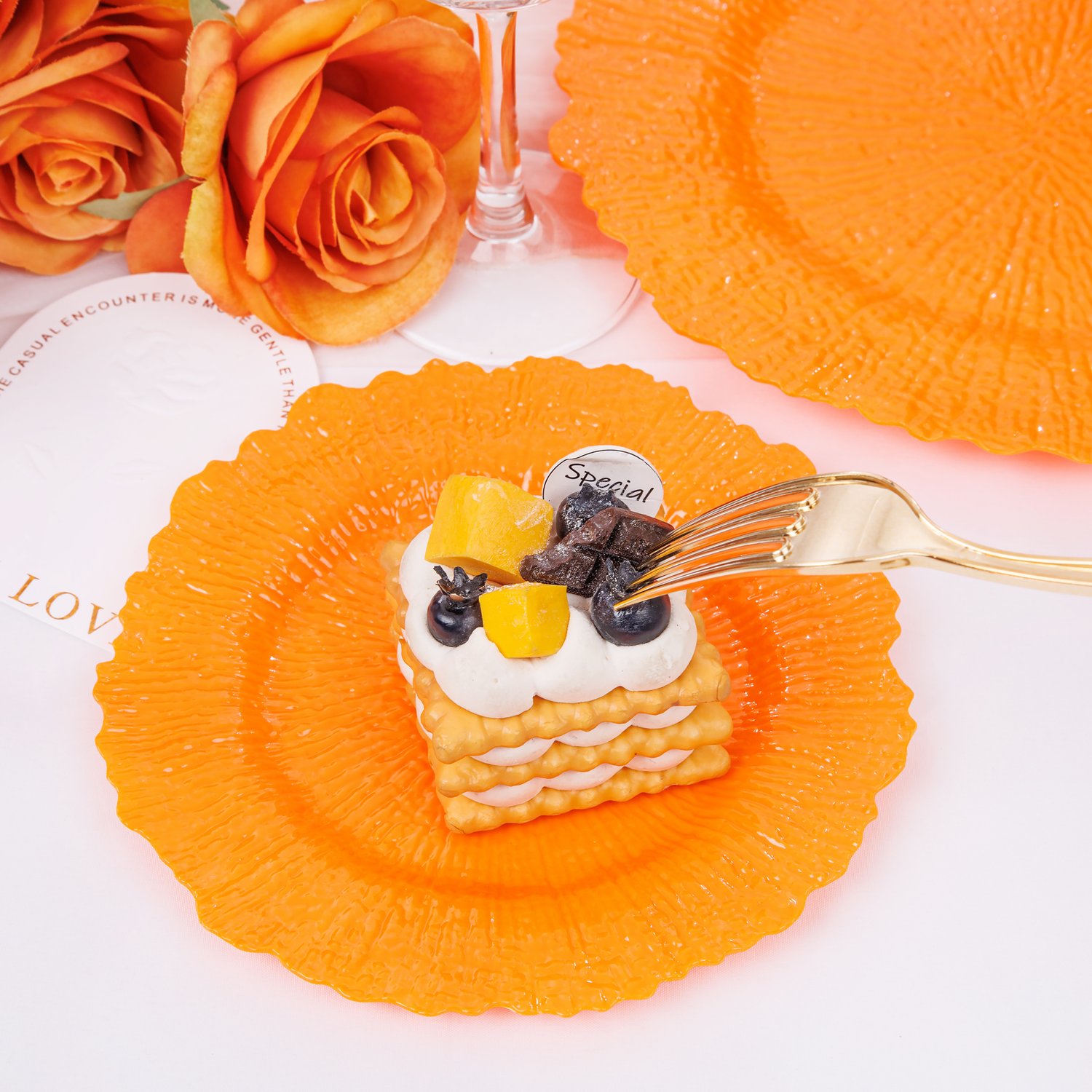 Orange Disposable Plastic Party Plates (60 Pieces) — view 4