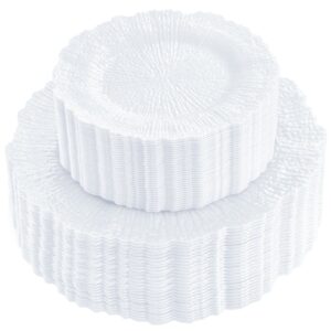 White Disposable Plastic Party Plates (60 Pieces) — view 1