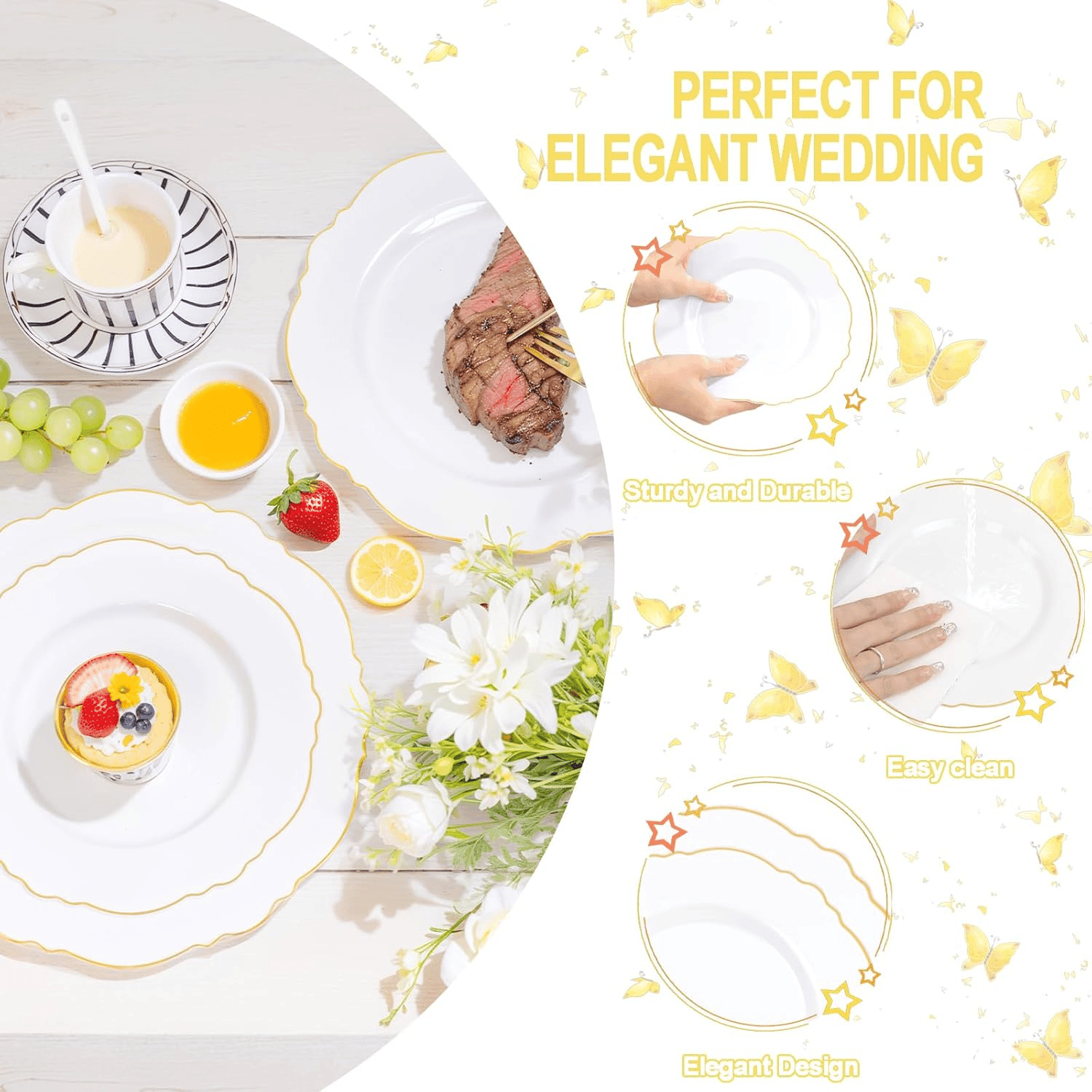 Gold Baroque Plastic Plates — view 10