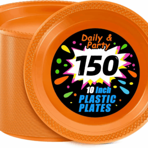 Orange 10inch Disposable Dinner Plates for Party (150 Pieces) — view 1