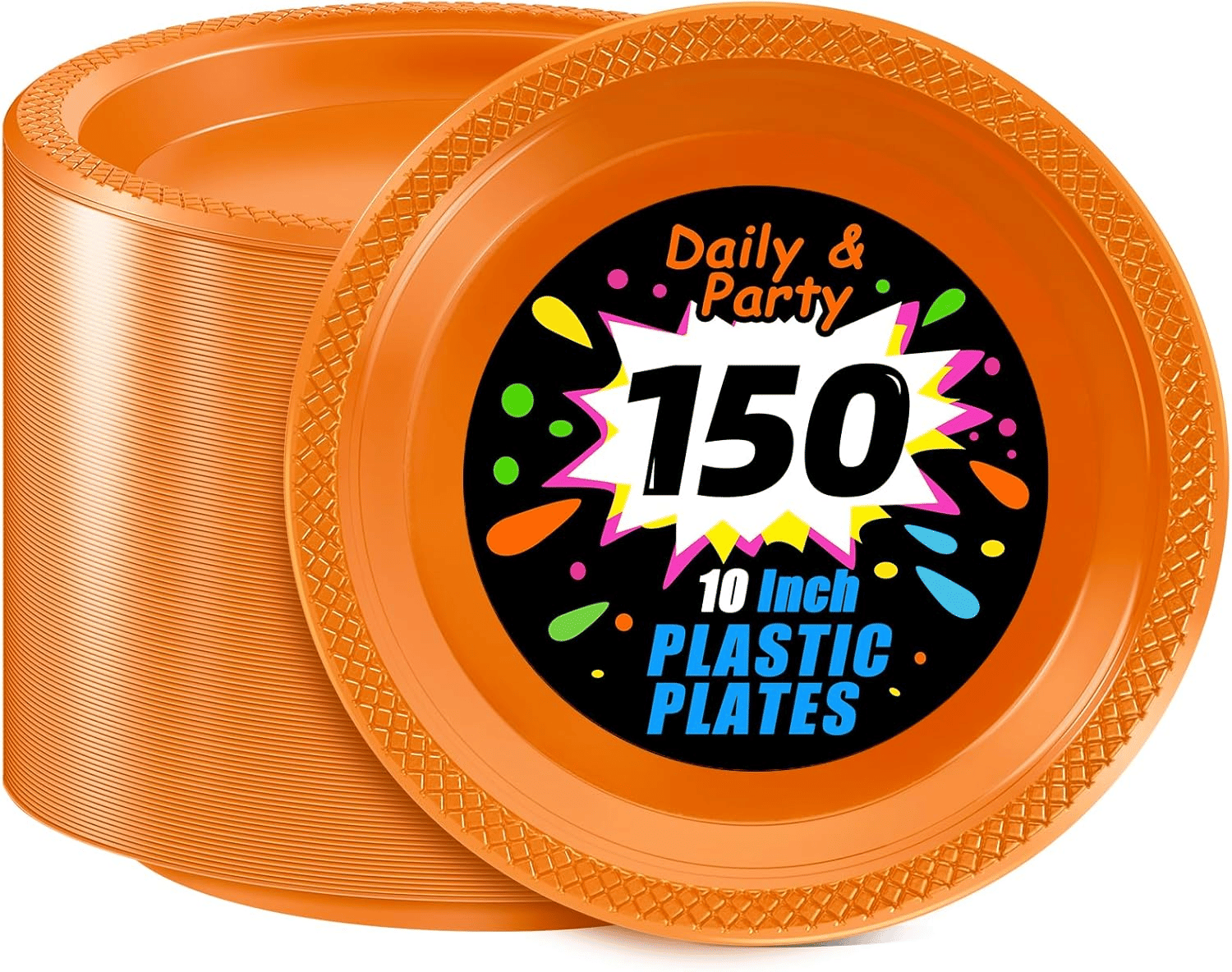 Orange 10inch Disposable Dinner Plates for Party (150 Pieces) — view 1