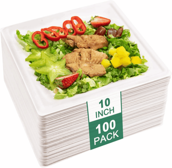 Square Biodegradable Bagasse Plates — view 1