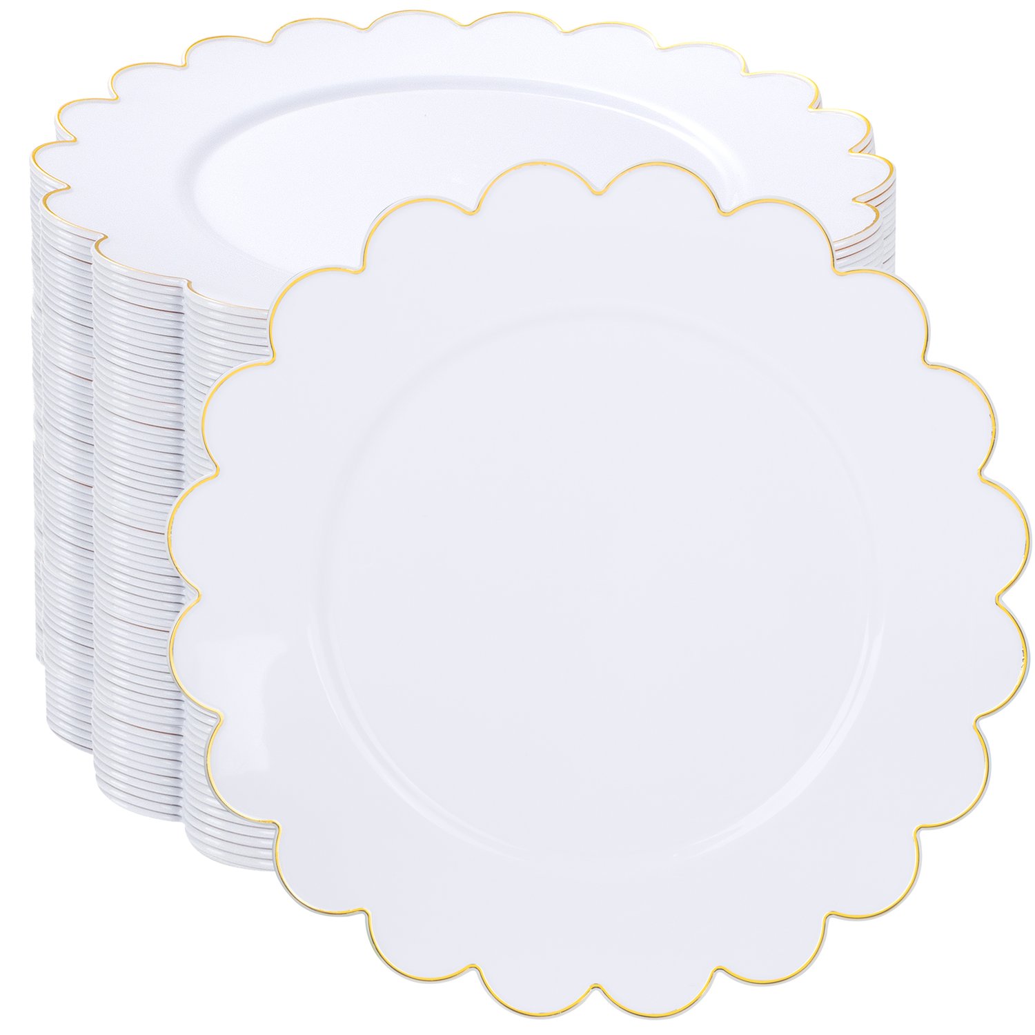 White, Gold 7.5'' White Dessert Party Plates with Rim (100 Pieces) — view 1