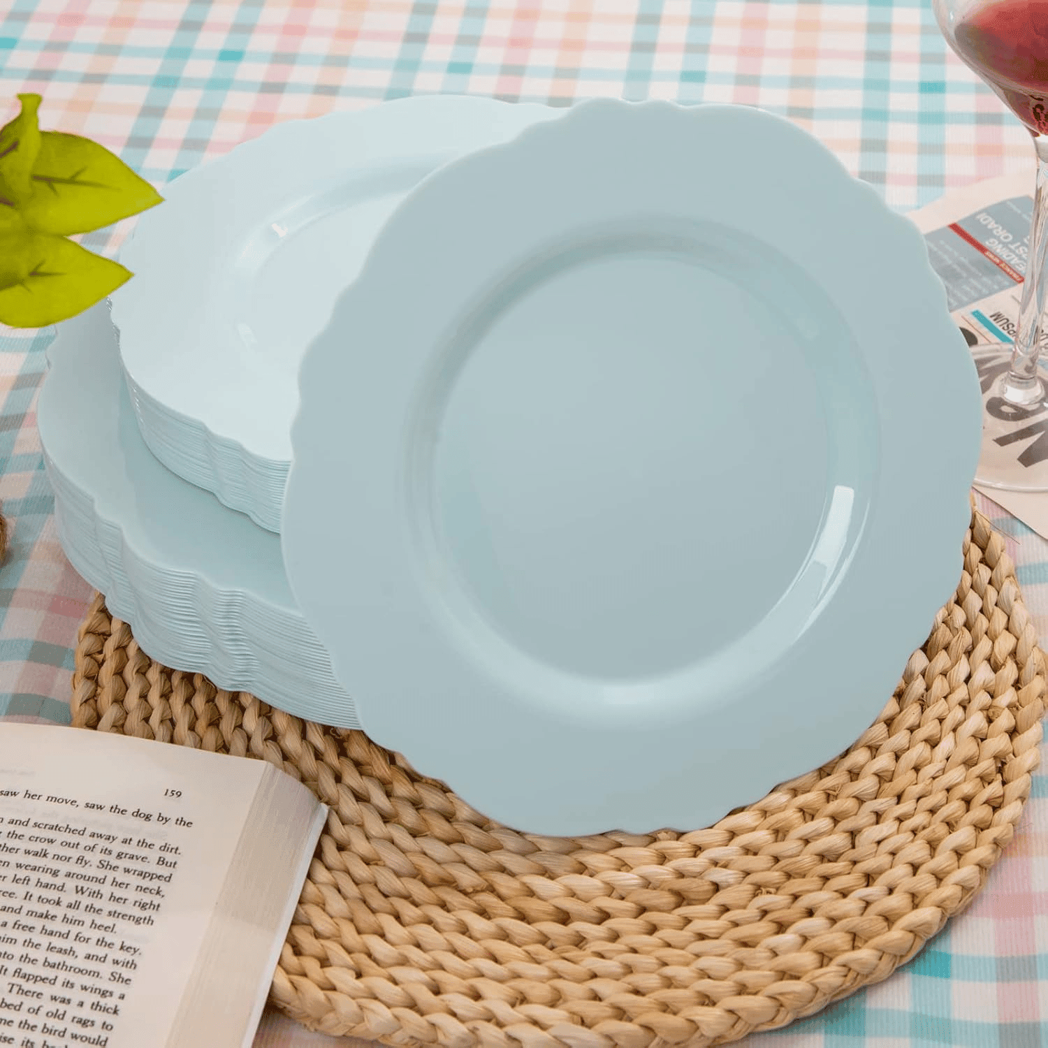 Mint Green Baroque Plastic Plates (60 Pieces) — view 9