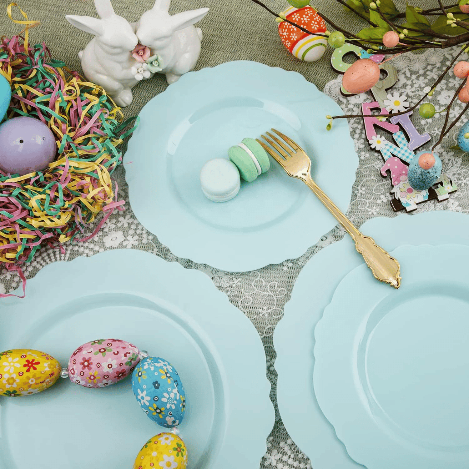 Mint Green Baroque Plastic Plates (60 Pieces) — view 10
