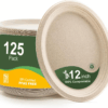 Heavy-Duty 12" 100% Compostable Oval Plates (125-Pack) (125 Pieces)