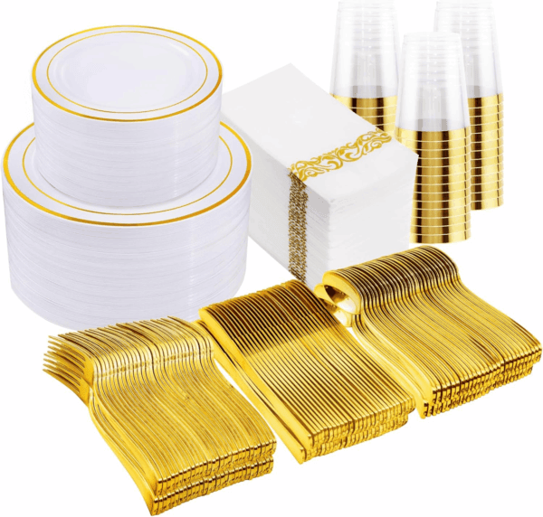 Gold All-Inclusive Party Dinnerware Set — view 1