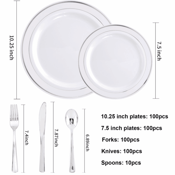 Silver All-Inclusive Party Dinnerware Set — view 2