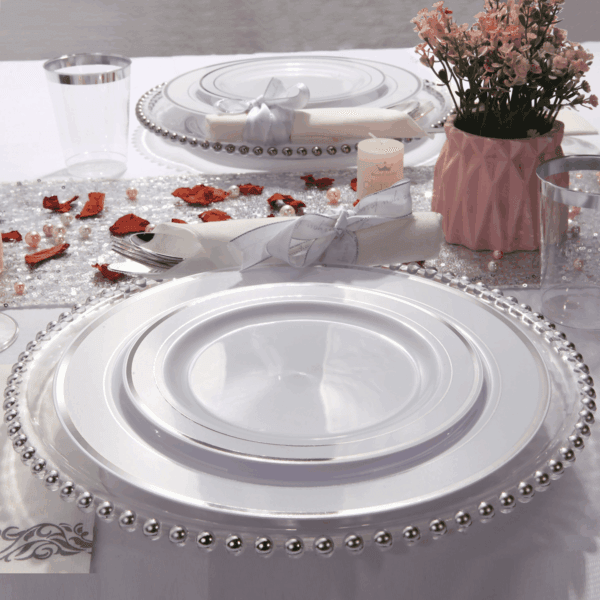Silver All-Inclusive Party Dinnerware Set — view 6