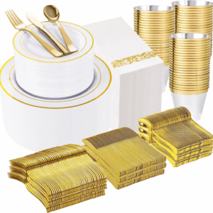 Gold 350-Pcs Disposable Plates Set — view 1