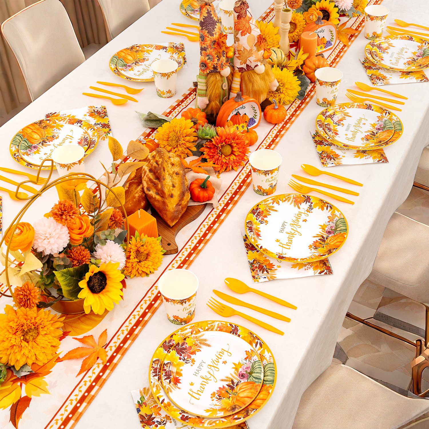 Light Yellow Thanksgiving Paper Plates and Napkins Sets — view 5