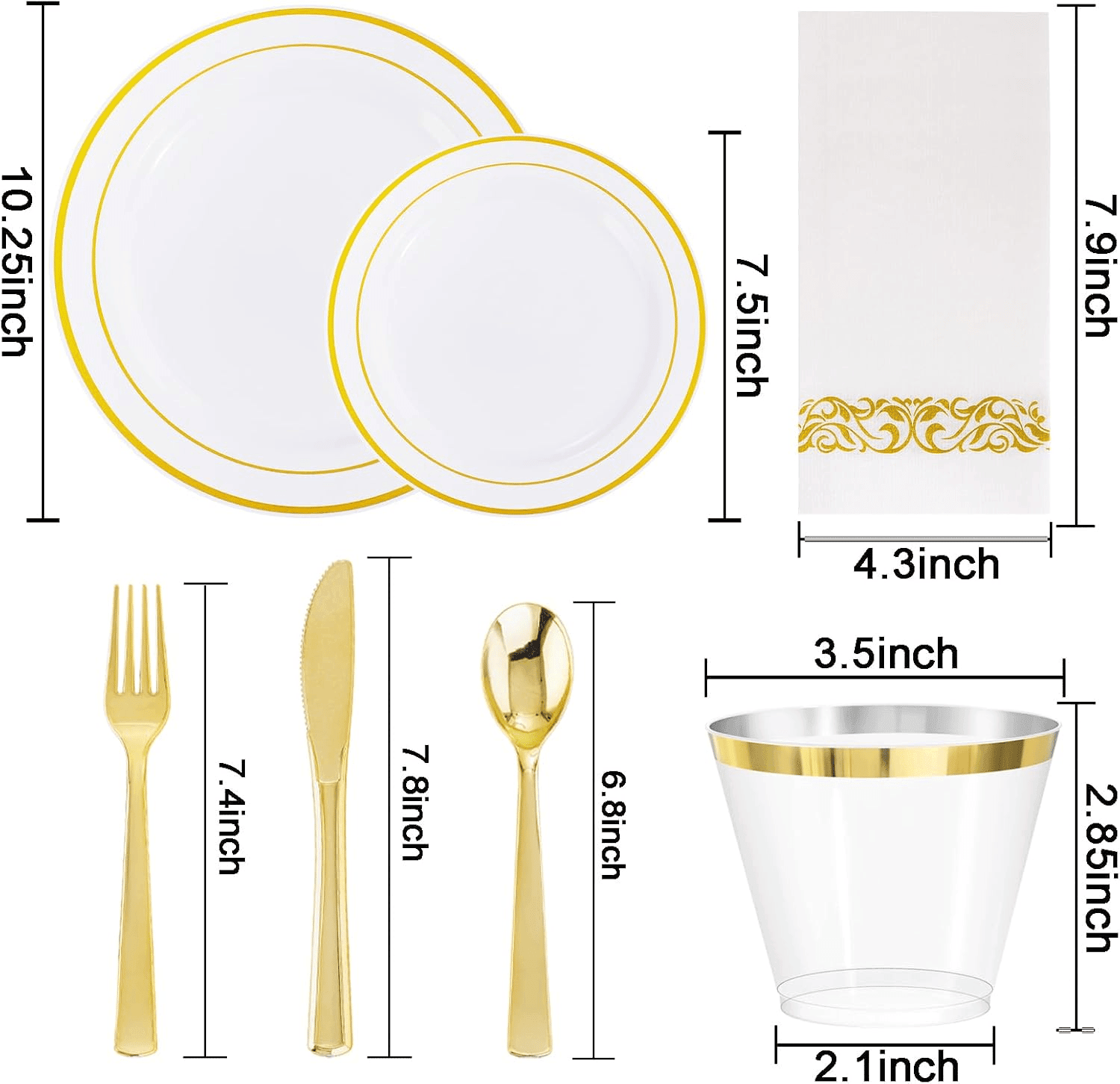 Gold 350-Pcs Disposable Plates Set — view 3