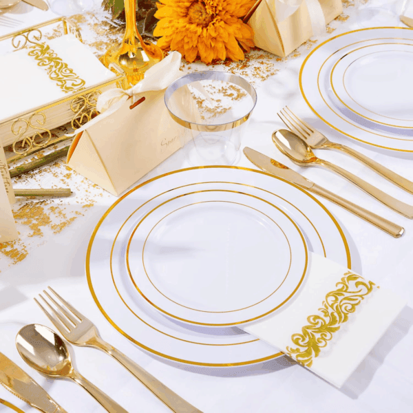 Gold 350-Pcs Disposable Plates Set — view 4