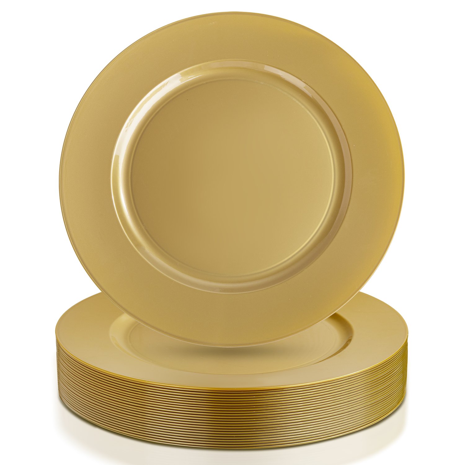 Gold 12Inch Plastic Charger Plates — view 1