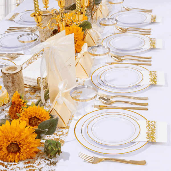 Gold 350-Pcs Disposable Plates Set — view 5