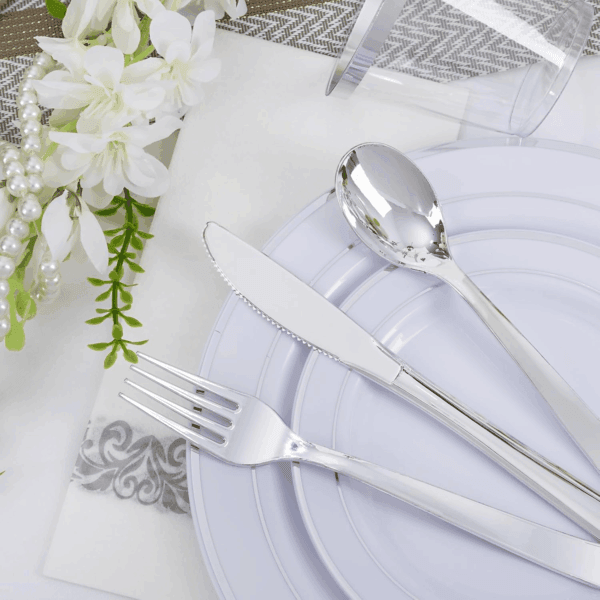 Silver 350-Pcs Disposable Plates Set — view 2