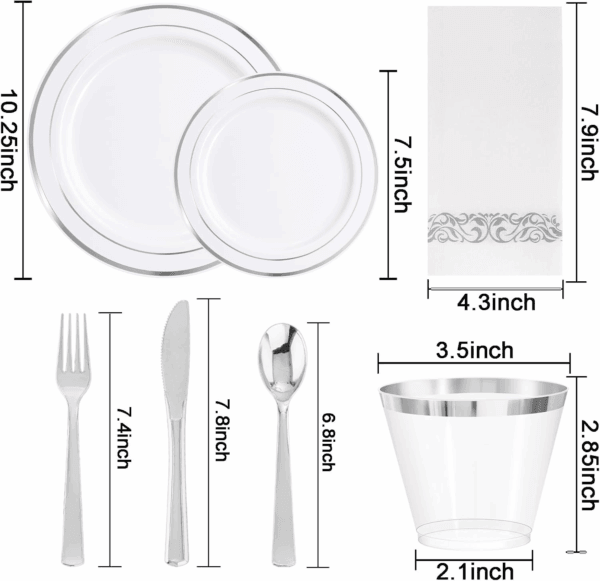 Silver 350-Pcs Disposable Plates Set — view 3