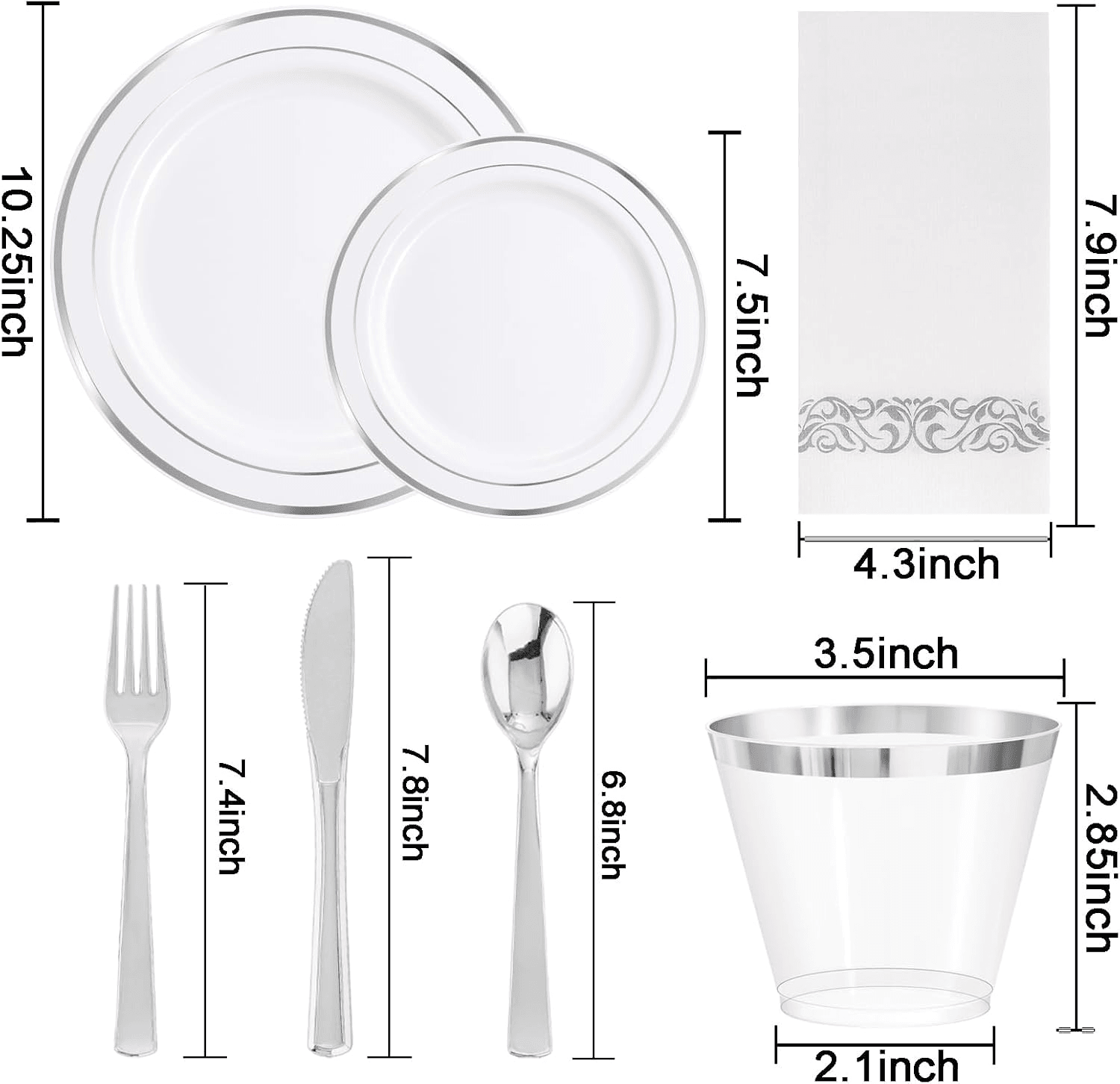 Silver 350-Pcs Disposable Plates Set — view 3