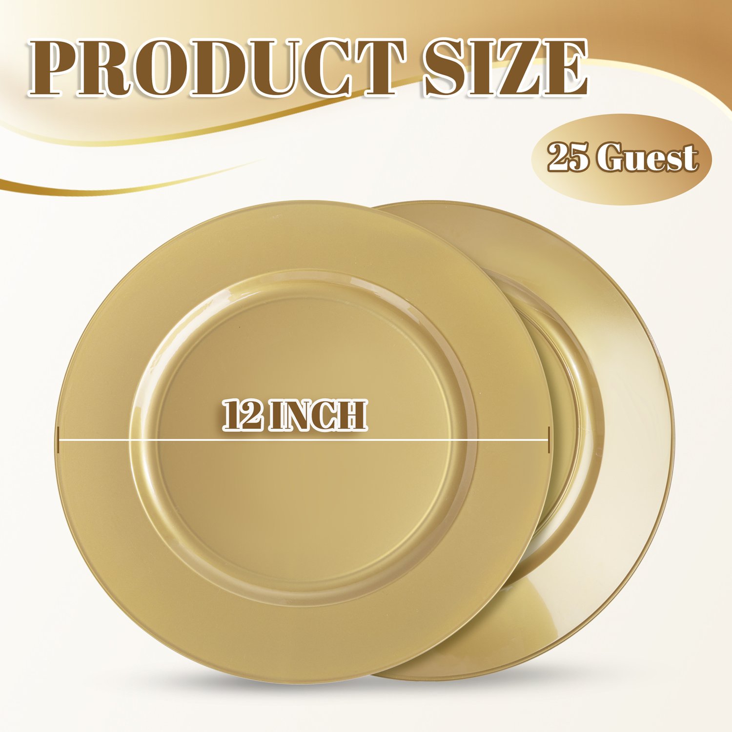 Gold 12Inch Plastic Charger Plates — view 7