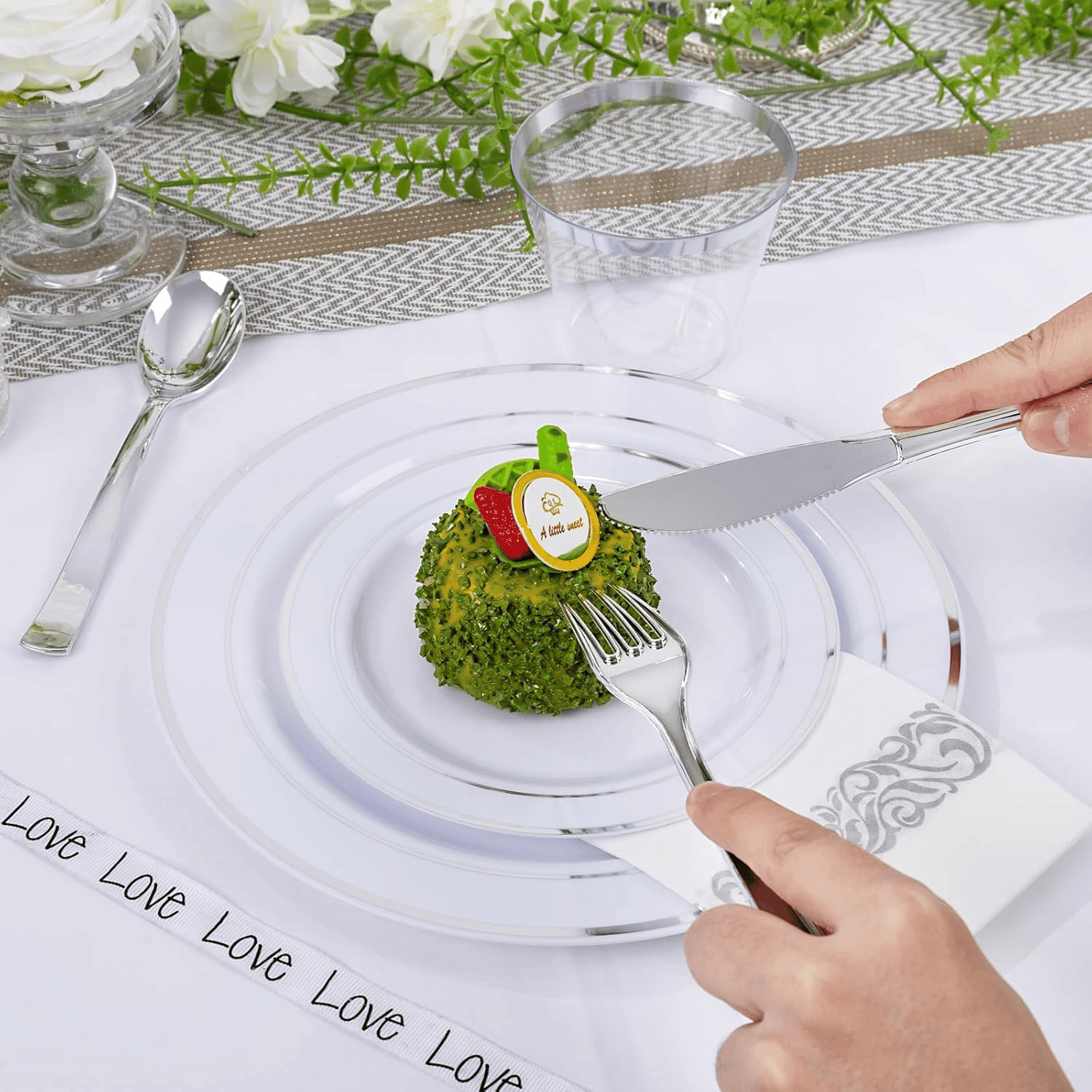 Silver 350-Pcs Disposable Plates Set — view 4