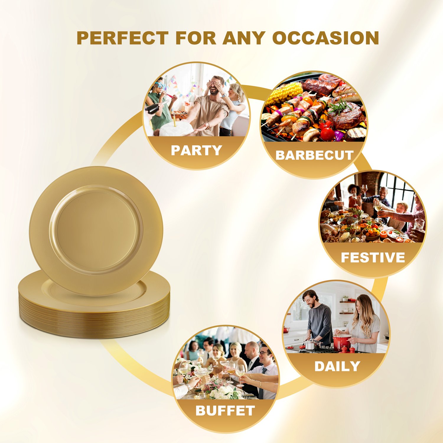Gold 12Inch Plastic Charger Plates — view 8