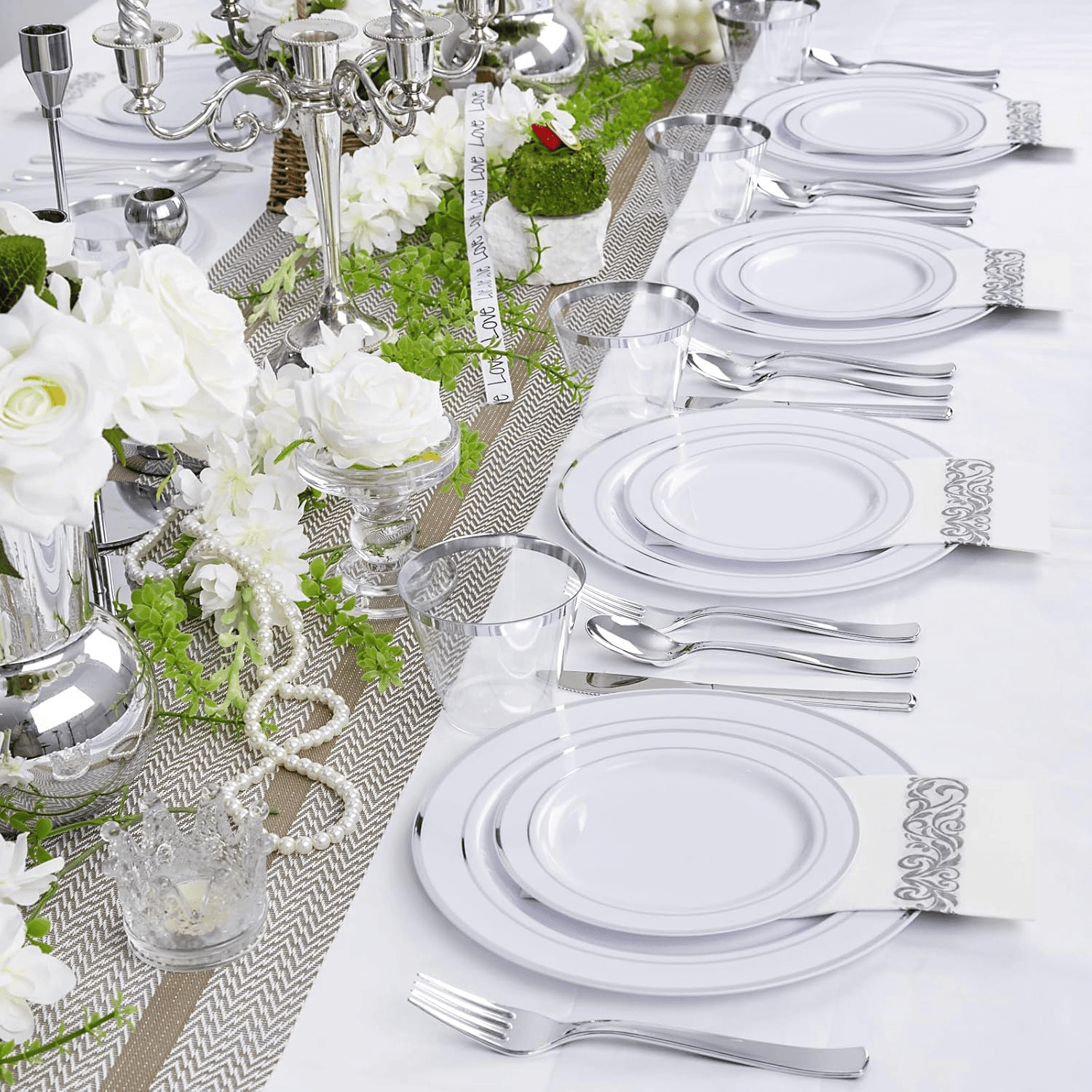 Silver 350-Pcs Disposable Plates Set — view 5
