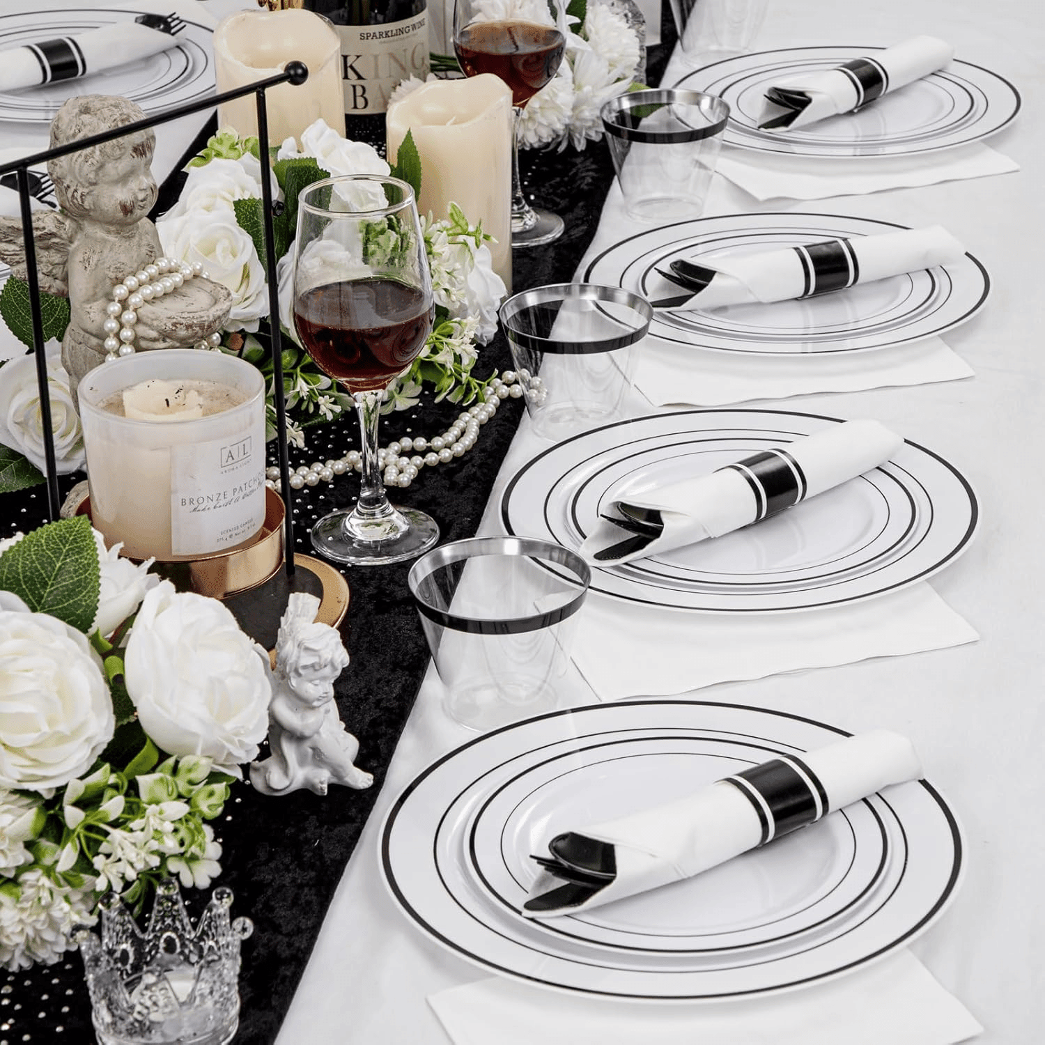Black 350-Pcs Disposable Plates Set (210 Pieces) — view 5