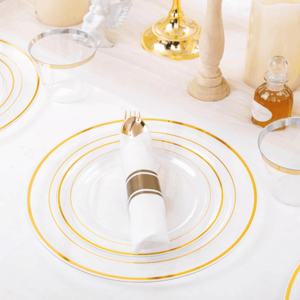 Clear Gold 350-Pcs Disposable Plates Set — view 4