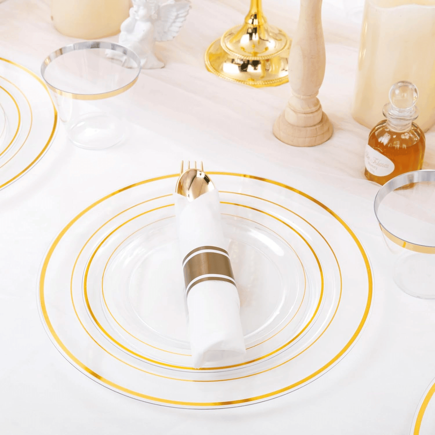 Clear Gold 350-Pcs Disposable Plates Set — view 4