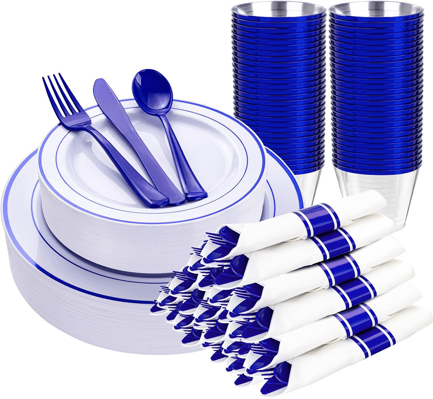 Blue 350-Pcs Disposable Plates Set (210 Pieces) — view 1
