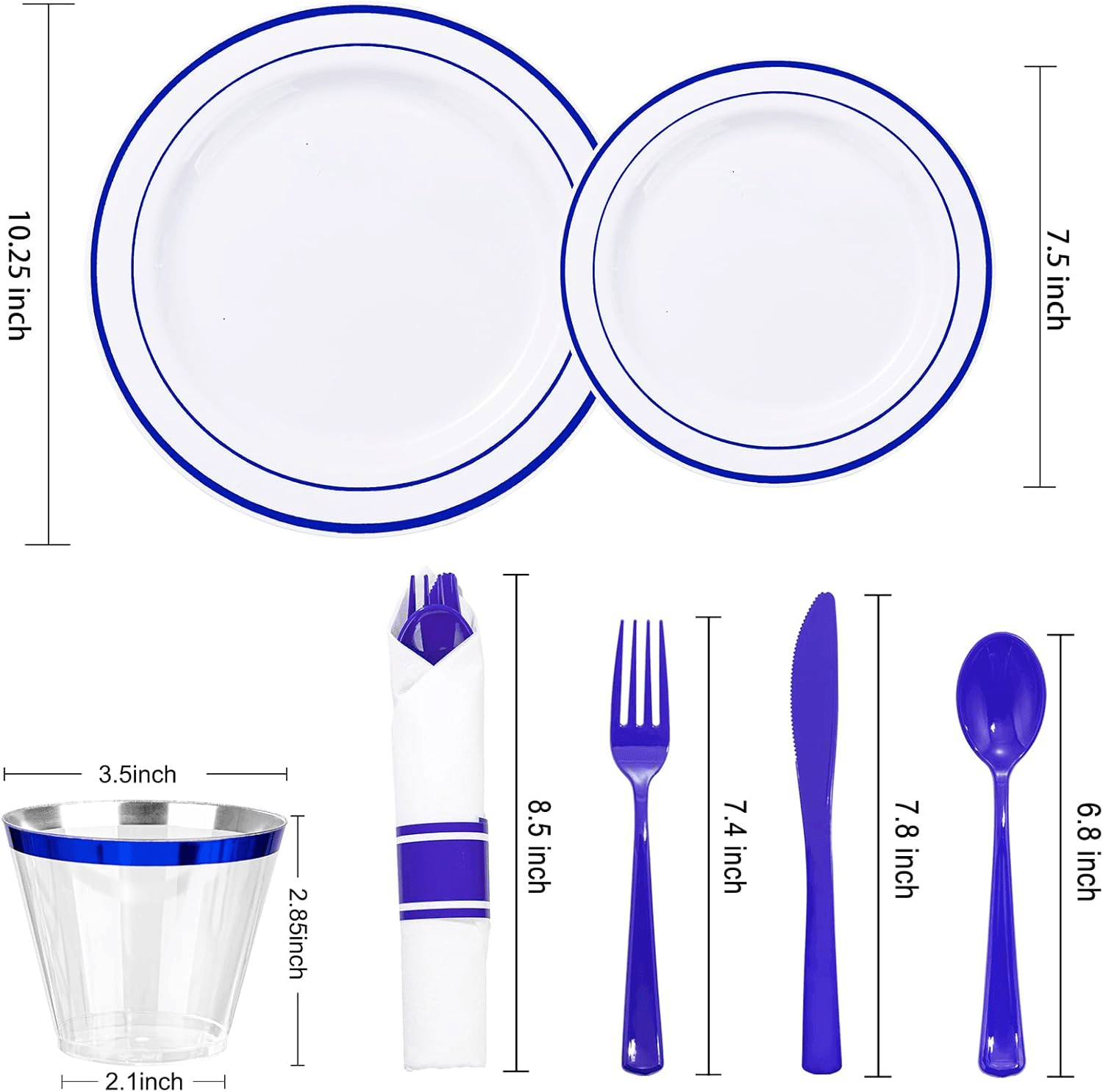 Blue 350-Pcs Disposable Plates Set (210 Pieces) — view 3
