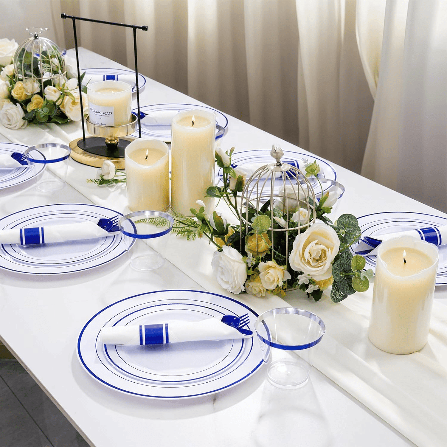 Blue 350-Pcs Disposable Plates Set (210 Pieces) — view 5