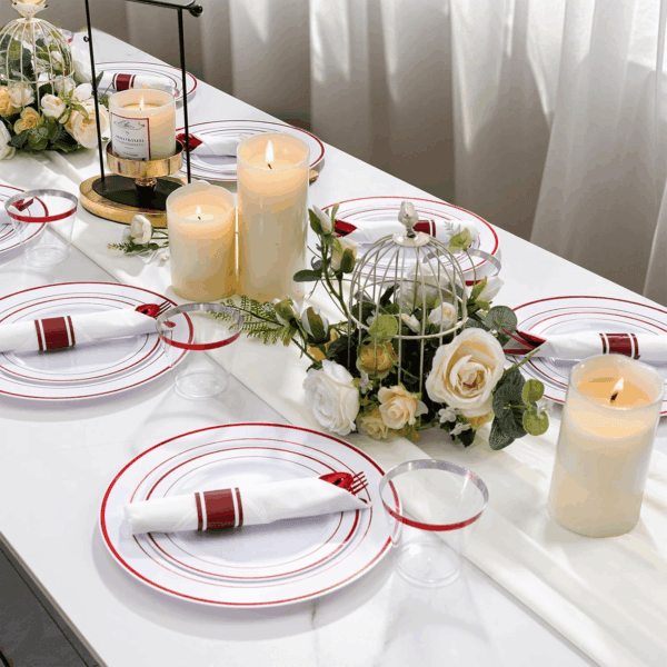 Red 350-Pcs Disposable Plates Set — view 5
