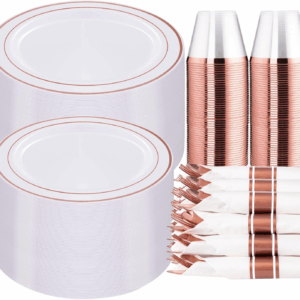 Rose Gold 350-Pcs Disposable Plates Set (350 Pieces) — view 1