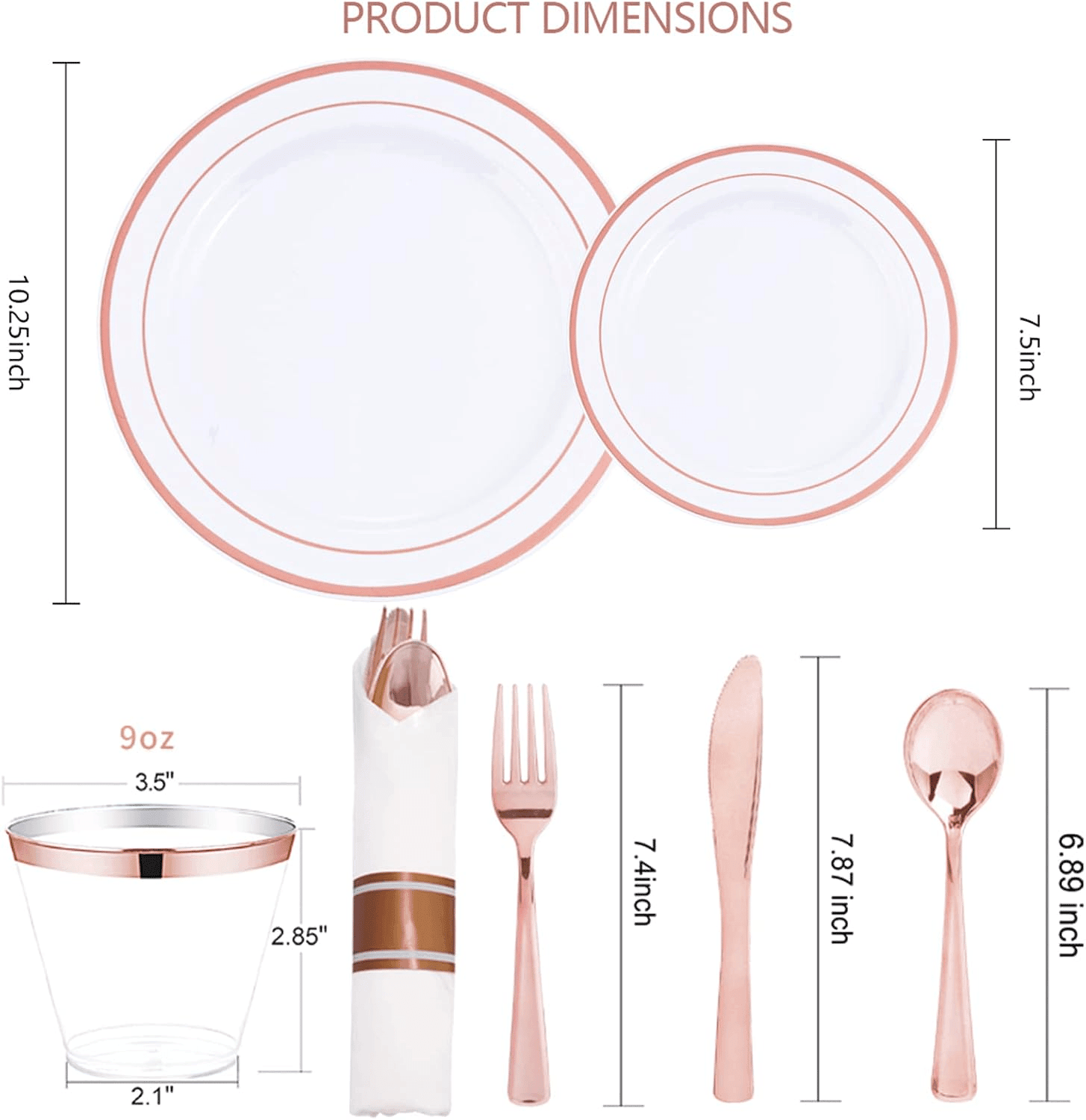 Rose Gold 350-Pcs Disposable Plates Set (350 Pieces) — view 3