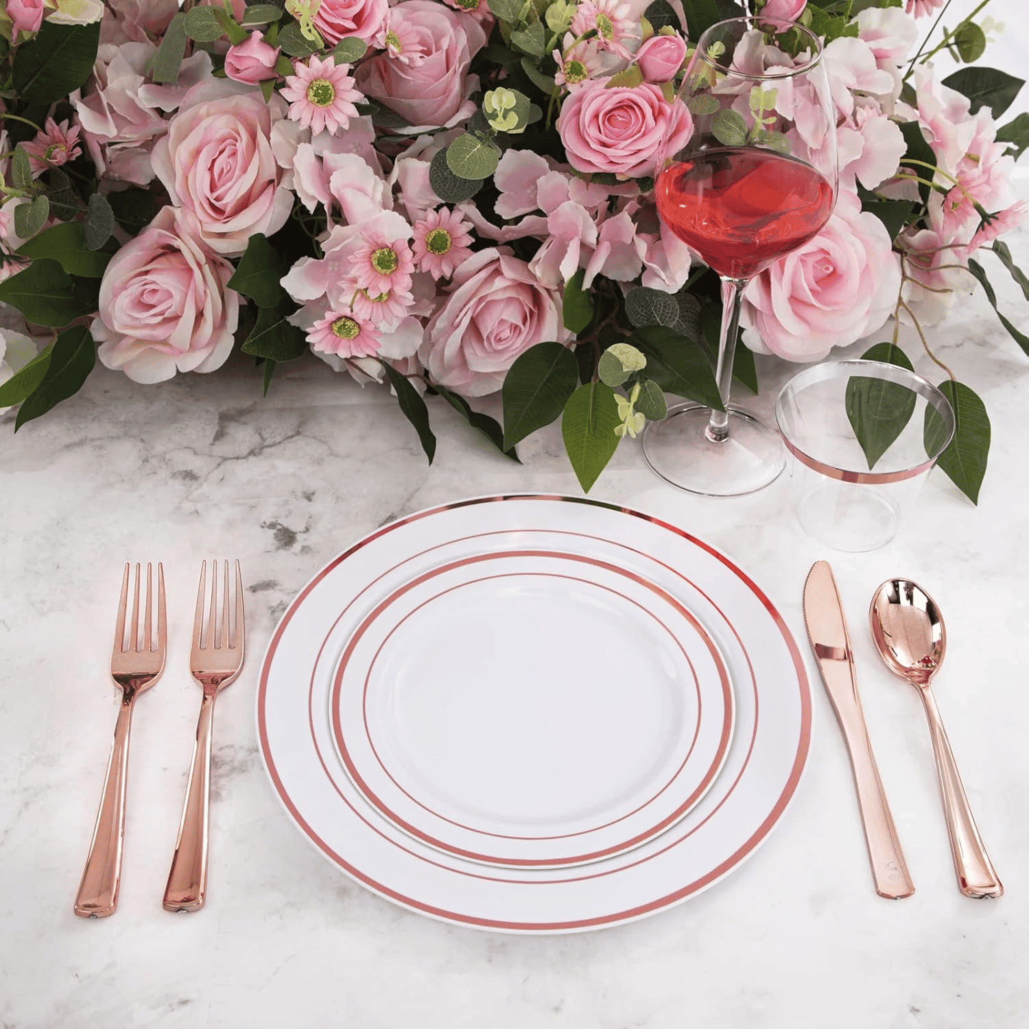 Rose Gold 350-Pcs Disposable Plates Set (350 Pieces) — view 4