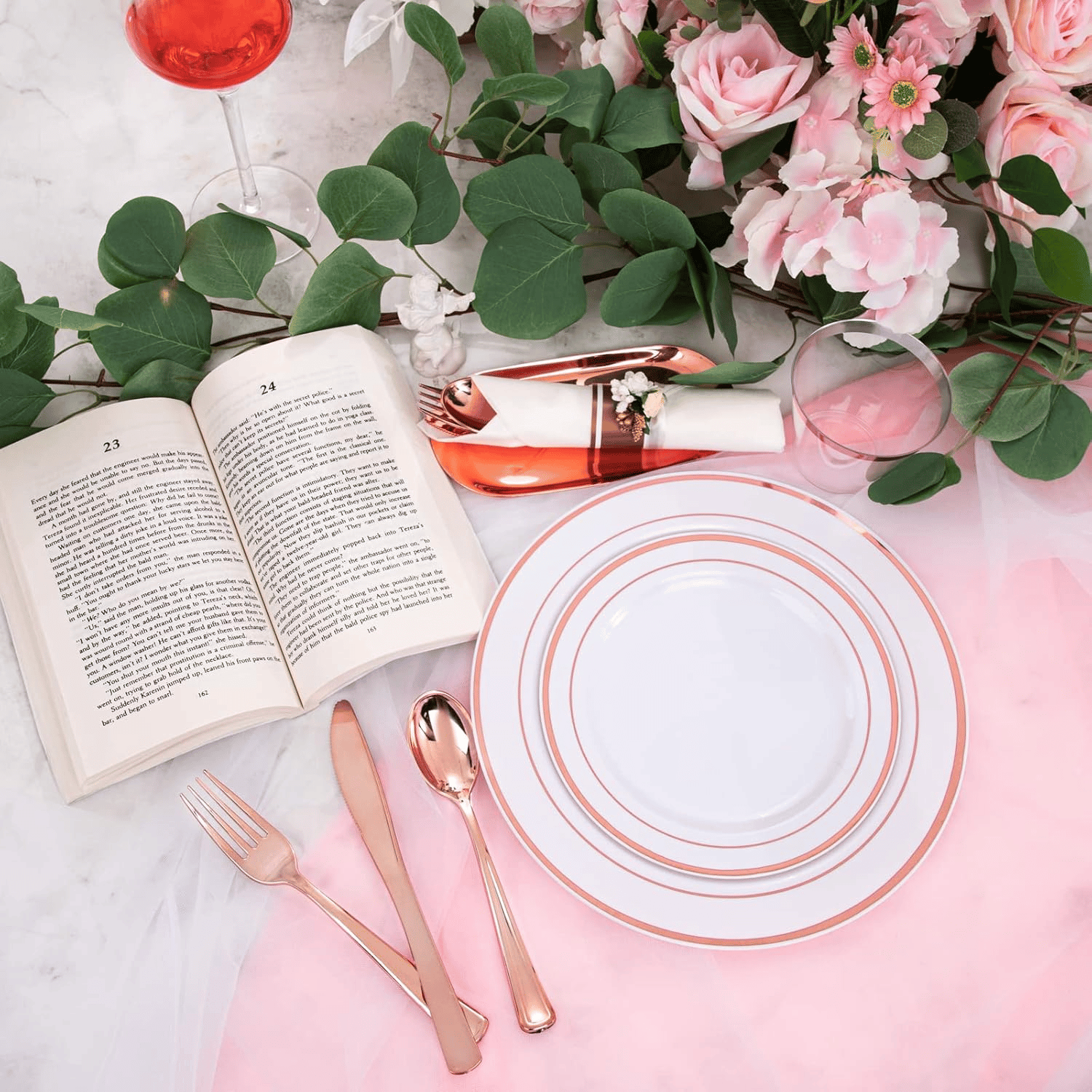 Rose Gold 350-Pcs Disposable Plates Set (350 Pieces) — view 5