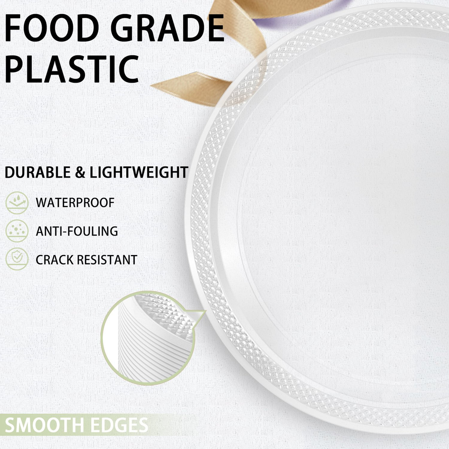Clear 7inch Disposable Dinner Plates for Party (150 Pieces) — view 3